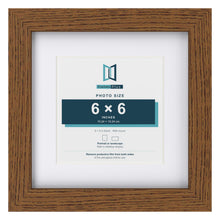 Dark Oak 9 x 9 inch picture frame with a white mount for a 6 x 6 inch photo