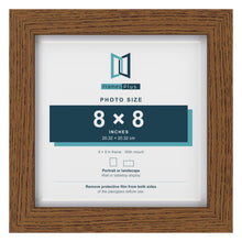 Dark Oak 9 x 9 inch picture frame with a white mount for a 8 x 8 inch photo
