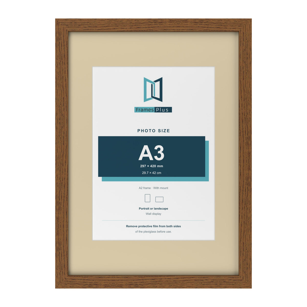 Dark Oak A2 picture frame with an ivory mount for an A3 photo