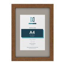 Dark Oak A3 picture frame with a Dawn Grey mount for an A4 photo