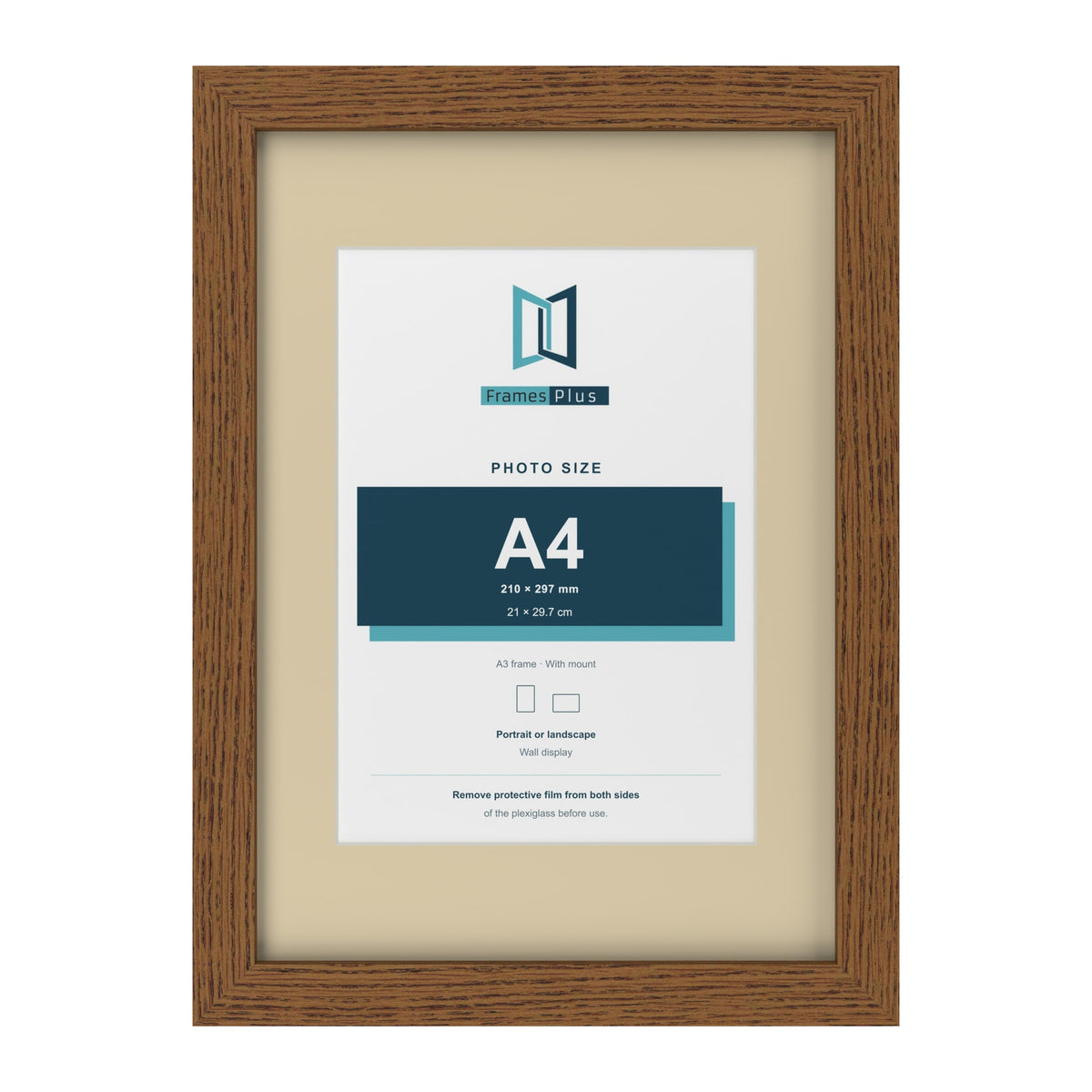 Dark Oak A3 picture frame with an ivory mount for an A4 photo