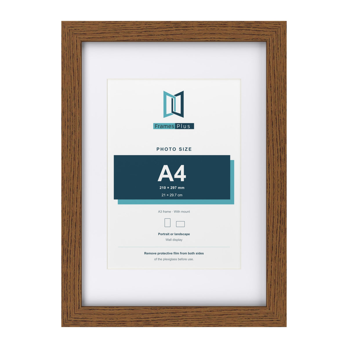 Dark Oak A3 picture frame with a white mount for an A4 photo