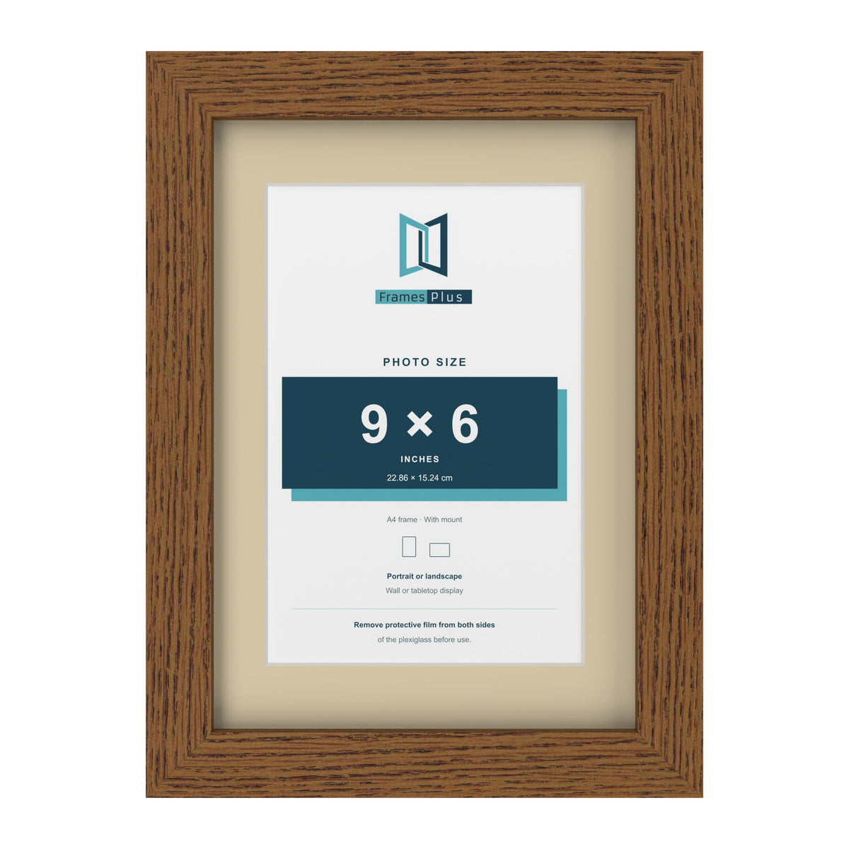 Dark Oak A4 picture frame with an ivory mount for a 9 x 6 inch photo