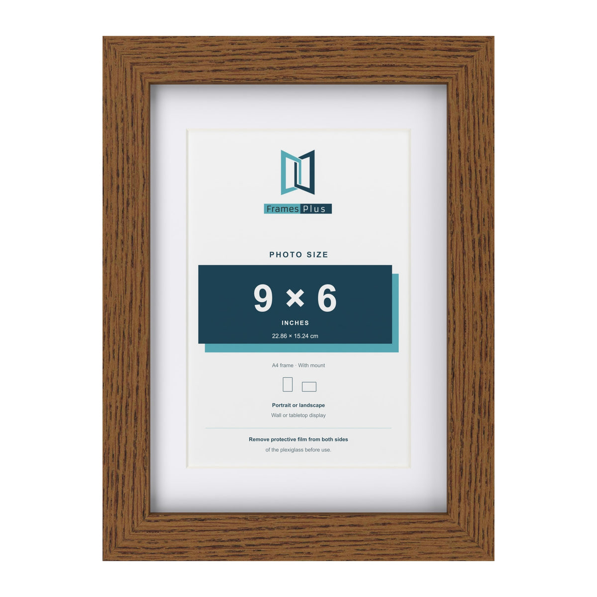 Dark Oak A4 picture frame with a white mount for a 9 x 6 inch photo
