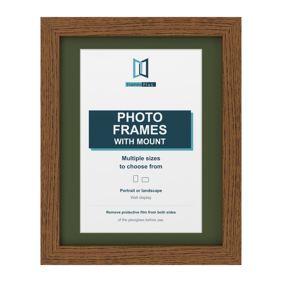Dark Oak picture frame with a green mount