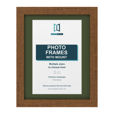 Classic Range Dark Oak Picture, Photo & Poster Frame with Green Mount