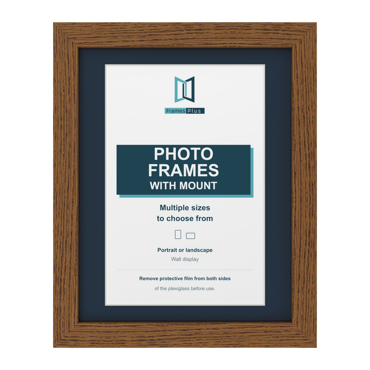 Dark Oak picture frame with a Pacific Blue mount