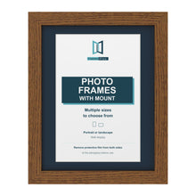 Dark Oak picture frame with a Pacific Blue mount