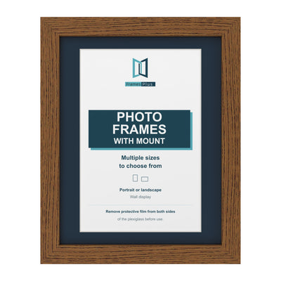 Classic Range Dark Oak Picture, Photo & Poster Frame with Pacific Blue Mount
