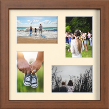 Dark Teak Multi-Aperture Frame for 4 Photos 6x4" with Ivory Mount displaying photographs