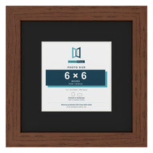 Dark Teak 10 x 10 inch picture frame with a black mount for a 6 x 6 inch photo