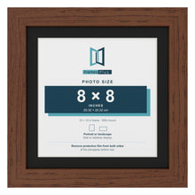 Dark Teak 10 x 10 inch picture frame with a black mount for an 8 x 8 inch photo
