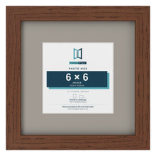 Dark Teak 10 x 10 inch picture frame with a Dawn Grey mount for a 6 x 6 inch photo