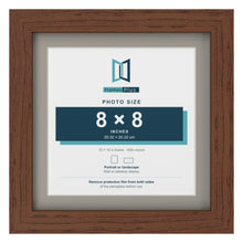 Dark Teak 10 x 10 inch picture frame with a Dawn Grey mount for an 8 x 8 inch photo