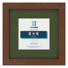 Dark Teak 10 x 10 inch picture frame with a green mount for a 6 x 6 inch photo