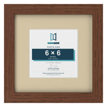 Dark Teak 10 x 10 inch picture frame with an ivory mount for a 6 x 6 inch photo