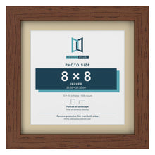 Dark Teak 10 x 10 inch picture frame with an ivory mount for an 8 x 8 inch photo