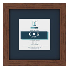 Dark Teak 10 x 10 inch picture frame with a Pacific Blue mount for a 6 x 6 inch photo