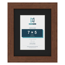 Dark Teak 10 x 8 inch picture frame with a black mount for a 7 x 5 inch photo