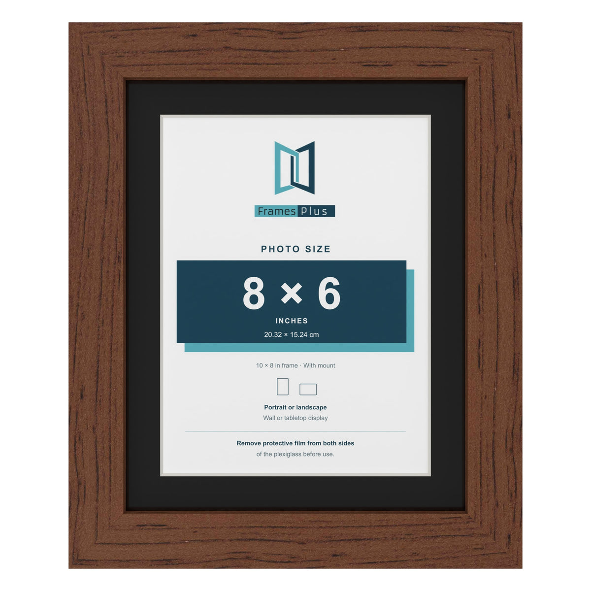 Dark Teak 10 x 8 inch picture frame with a black mount for an 8 x 6 inch photo