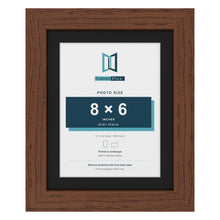 Dark Teak 10 x 8 inch picture frame with a black mount for an 8 x 6 inch photo