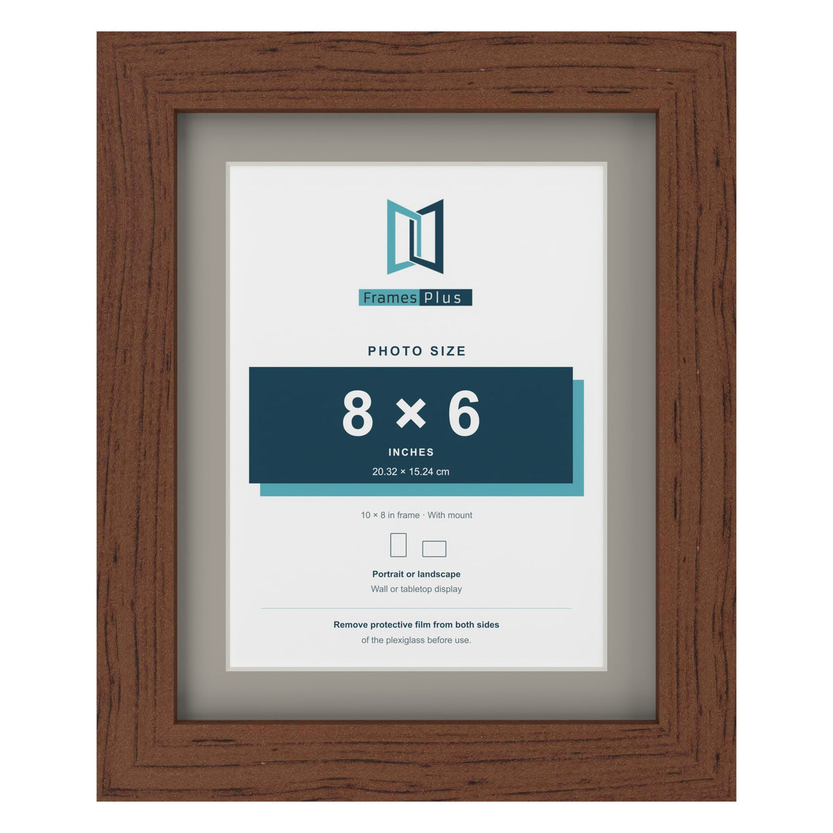 Dark Teak 10 x 8 inch picture frame with a Dawn Grey mount for an 8 x 6 inch photo