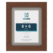Dark Teak 10 x 8 inch picture frame with a Dawn Grey mount for an 8 x 6 inch photo
