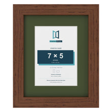 Dark Teak 10 x 8 inch picture frame with a green mount for a 7 x 5 inch photo