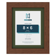 Dark Teak 10 x 8 inch picture frame with a green mount for an 8 x 6 inch photo