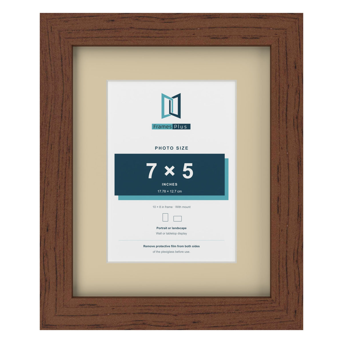 Dark Teak 10 x 8 inch picture frame with an ivory mount for a 7 x 5 inch photo