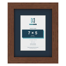 Dark Teak 10 x 8 inch picture frame with a Pacific Blue mount for a 7 x 5 inch photo