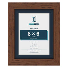 Dark Teak 10 x 8 inch picture frame with a Pacific Blue mount for an 8 x 6 inch photo
