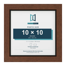 Dark Teak 11 x 11 inch picture frame with a black mount for a 10 x 10 inch photo