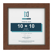 Dark Teak 11 x 11 inch picture frame with a Dawn Grey mount for a 10 x 10 inch photo
