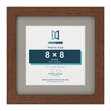 Dark Teak 11 x 11 inch picture frame with a Dawn Grey mount for an 8 x 8 inch photo