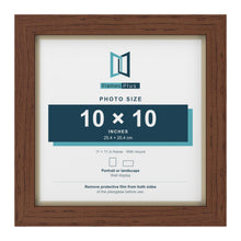 Dark Teak 11 x 11 inch picture frame with an ivory mount for a 10 x 10 inch photo