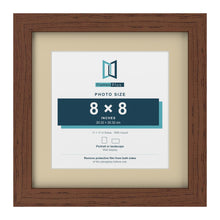 Dark Teak 11 x 11 inch picture frame with an ivory mount for an 8 x 8 inch photo