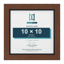 Dark Teak 11 x 11 inch picture frame with a Pacific Blue mount for a 10 x 10 inch photo