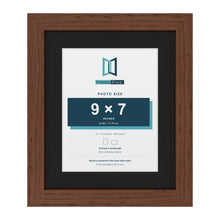Dark Teak 12 x 10 inch picture frame with a black mount for a 9 x 7 inch photo
