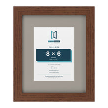 Dark Teak 12 x 10 inch picture frame with a Dawn Grey mount for an 8 x 6 inch photo