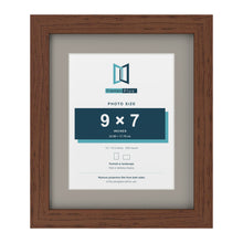 Dark Teak 12 x 10 inch picture frame with a Dawn Grey mount for a 9 x 7 inch photo