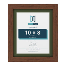 Dark Teak 12 x 10 inch picture frame with a green mount for a 10 x 8 inch photo
