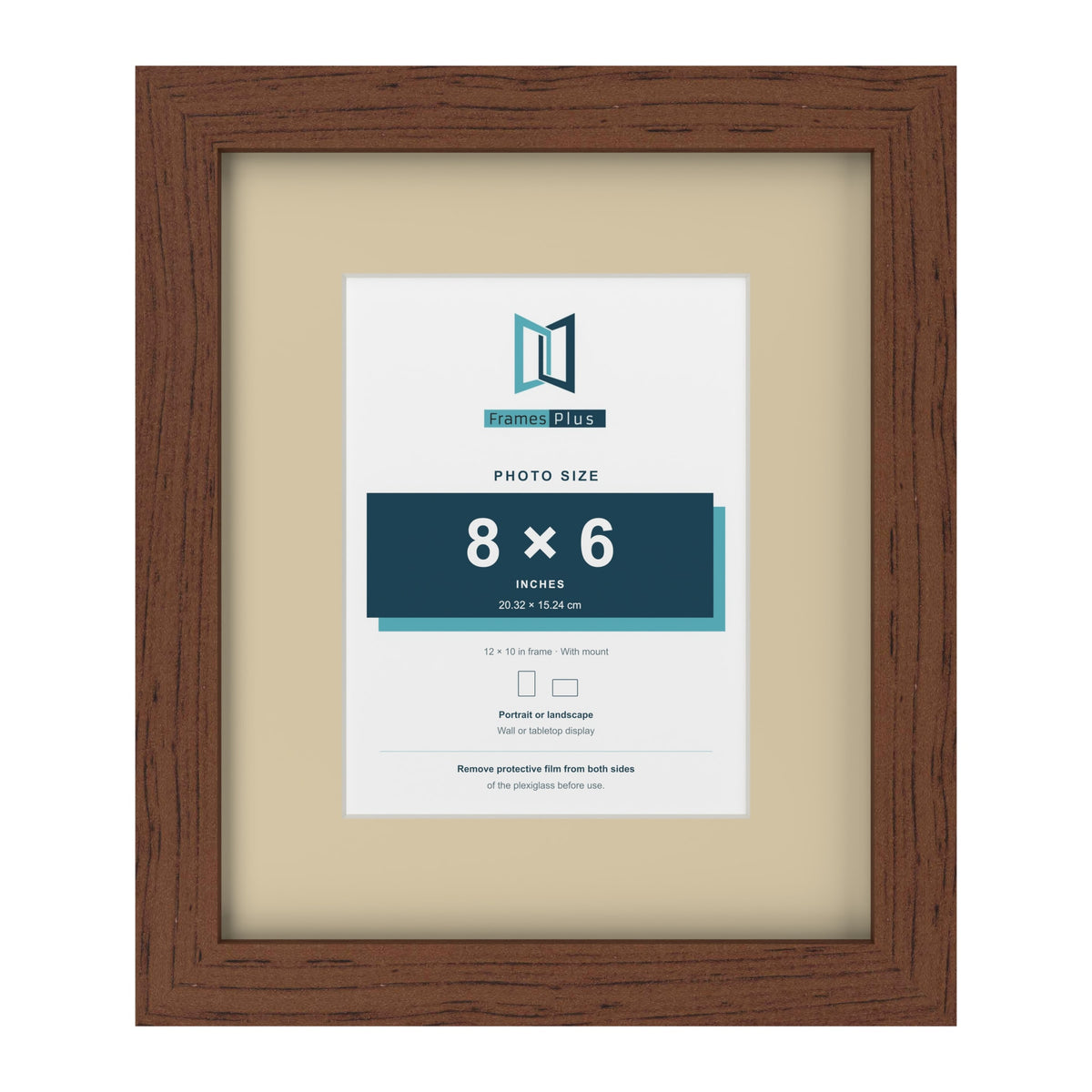 Dark Teak 12 x 10 inch picture frame with an ivory mount for an 8 x 6 inch photo