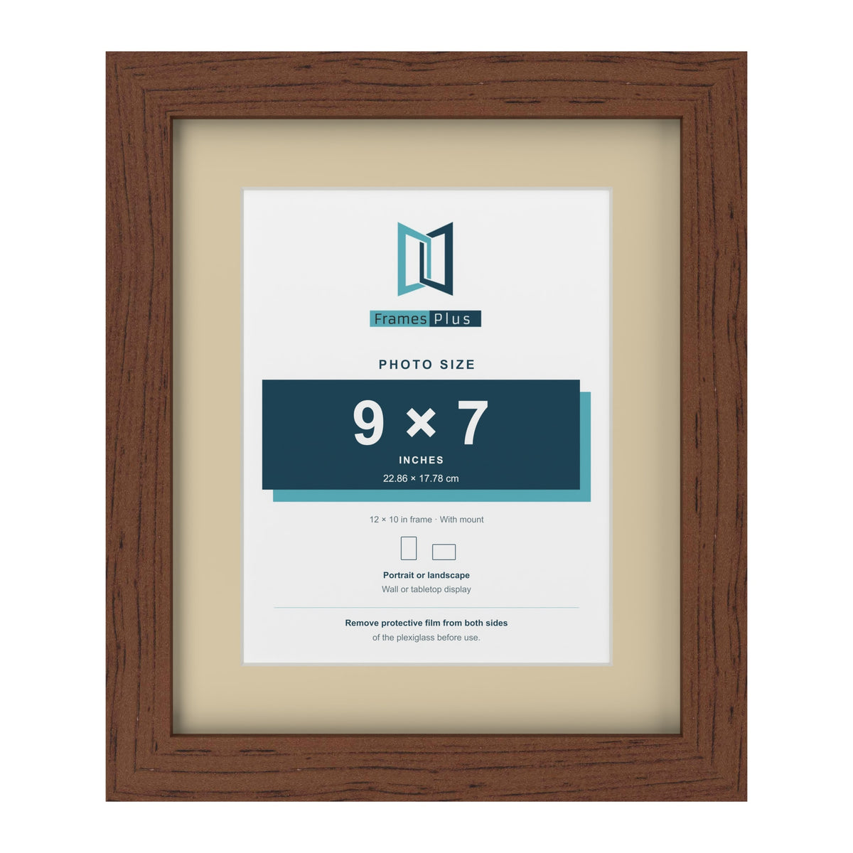 Dark Teak 12 x 10 inch picture frame with an ivory mount for a 9 x 7 inch photo