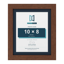 Dark Teak 12 x 10 inch picture frame with a Pacific Blue mount for a 10 x 8 inch photo