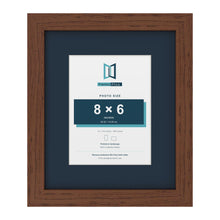 Dark Teak 12 x 10 inch picture frame with a Pacific Blue mount for an 8 x 6 inch photo