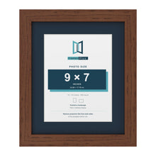 Dark Teak 12 x 10 inch picture frame with a Pacific Blue mount for a 9 x 7 inch photo