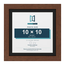 Dark Teak 12 x 12 inch picture frame with a black mount for a 10 x 10 inch photo