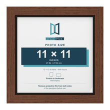 Dark Teak 12 x 12 inch picture frame with a black mount for an 11 x 11 inch photo