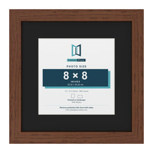 Dark Teak 12 x 12 inch picture frame with a black mount for an 8 x 8 inch photo